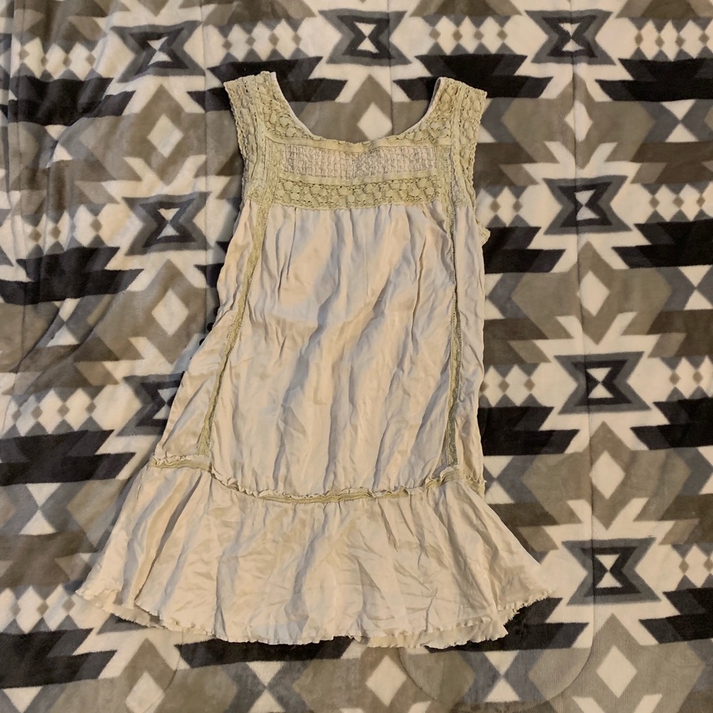 FREE PEOPLE Silk Tunic Blouse (Dusty Taupe/Cream)